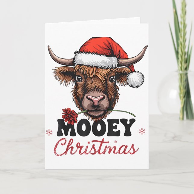Carte Joyeux Noël Drôle de conception de vache des Highl (Devant)