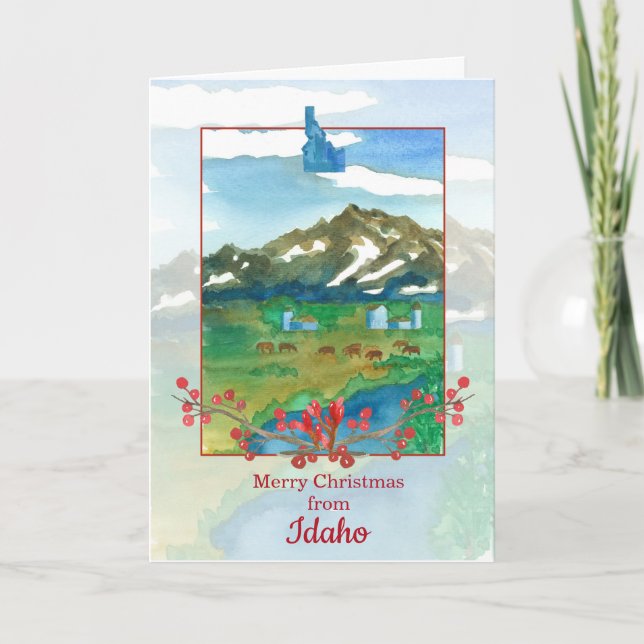 Carte Joyeux Noël du ranch des vaches Idaho (Devant)
