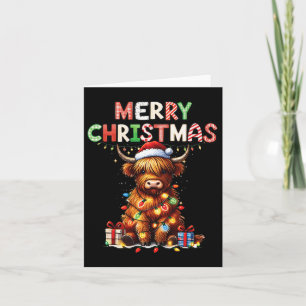 Carte Joyeux Noël Écossais Highland Vache ferme de Noël