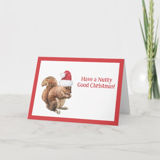 Carte Joyeux Noël Écureuil Follie de Noisettes (Devant)