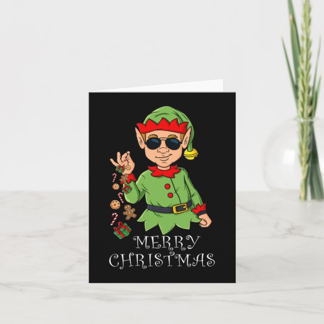 Carte Joyeux Noël Elf Fun Famille Noël (Devant)