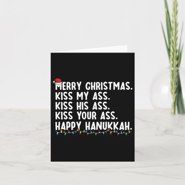 Carte Joyeux Noël Embrasse Mon Hanoukka Joyeux (Devant)