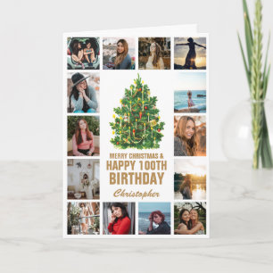 Carte Joyeux Noël et 100e Joyeux Anniversaire Photo