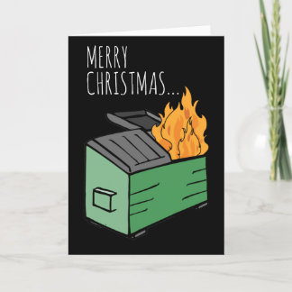 Carte Joyeux Noël et Bonne Année Incendie de poubelle