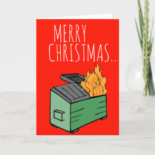Carte Joyeux Noël et Bonne Année Incendie de poubelle