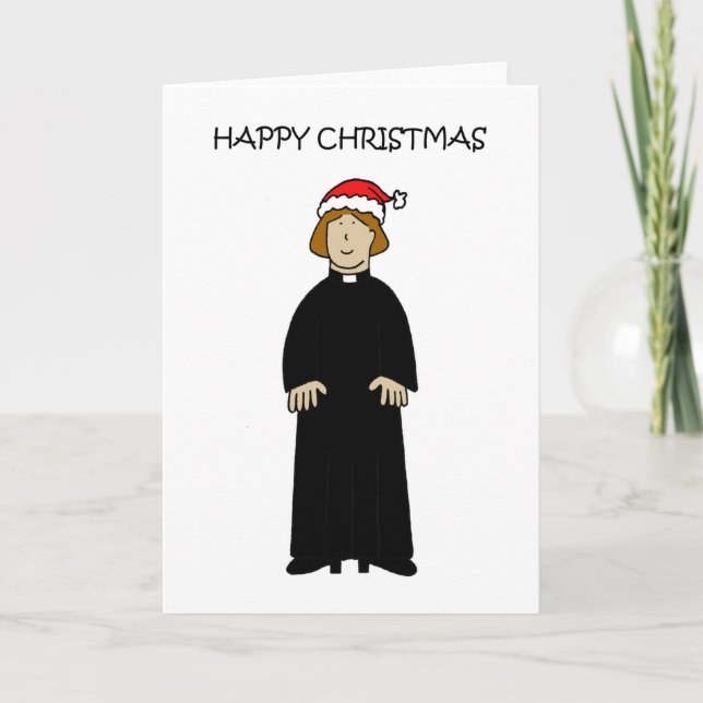 Carte Joyeux Noël Female Vicar Curate Pastor (Devant)