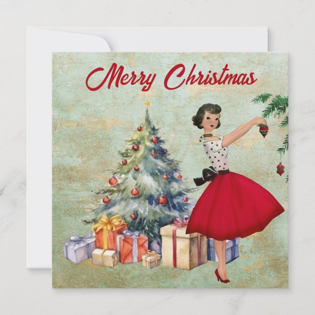 Carte Joyeux Noël femme 1950 Noël  (Devant)