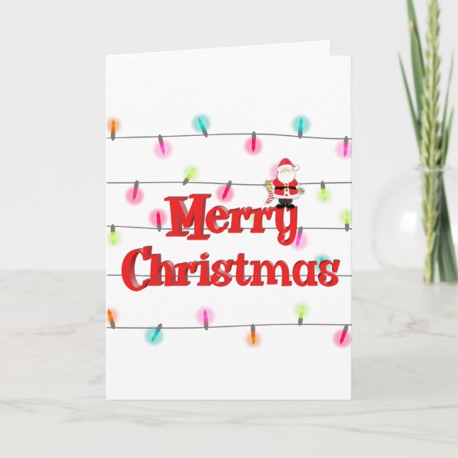 Carte Joyeux Noël Festif Lumières de vacances avec Père  (Devant)