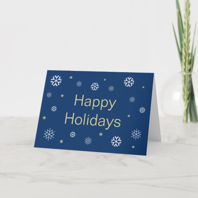 Carte Joyeux Noël Flocons Bleu Vierge (Devant)