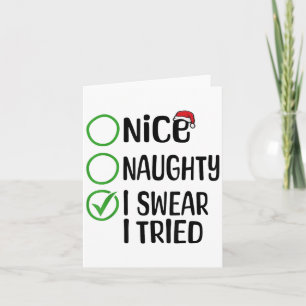 Carte Joyeux Noël Gentil Vilain Je Jure J'ai Essayé Xmas