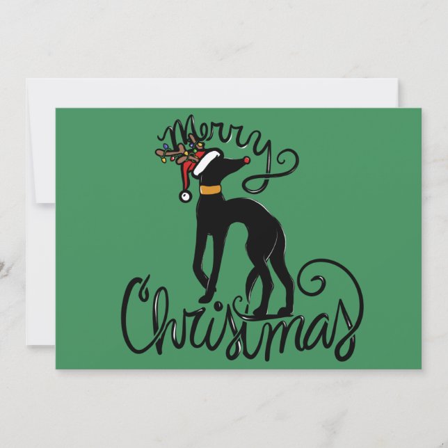 Carte Joyeux Noël Greyhound (Devant)
