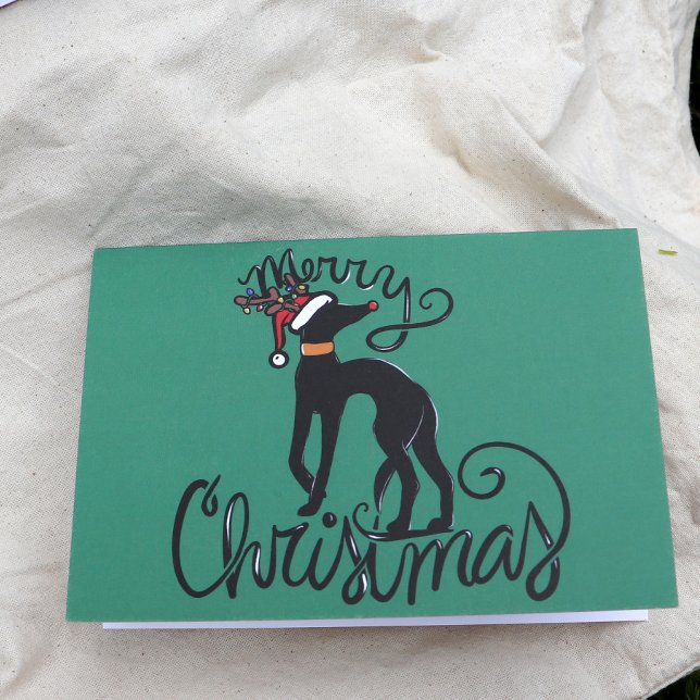 Carte Joyeux Noël Greyhound Reindeer (Créateur téléchargé)