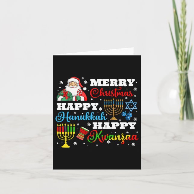 Carte Joyeux Noël Hanoukka Kwanzaa Juif Afro Holid (Devant)