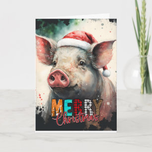 Carte Joyeux Noël heureux bébé COCHON