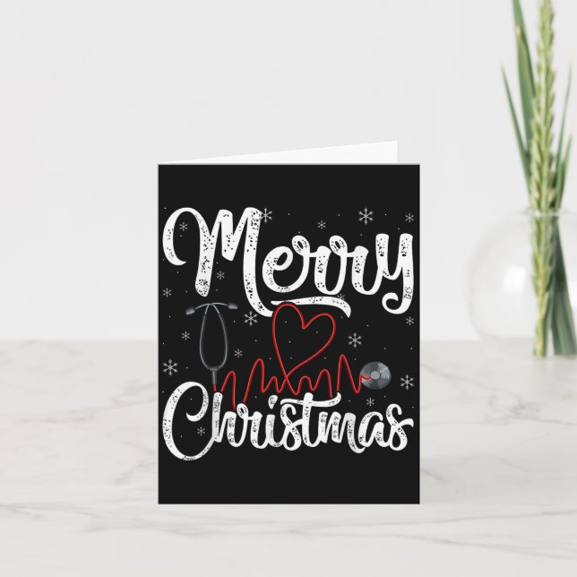 Carte Joyeux Noël Infirmière Stéthoscope de soins,  (Devant)