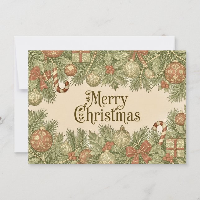 Carte Joyeux Noël inspiré de William Morris  (Devant)