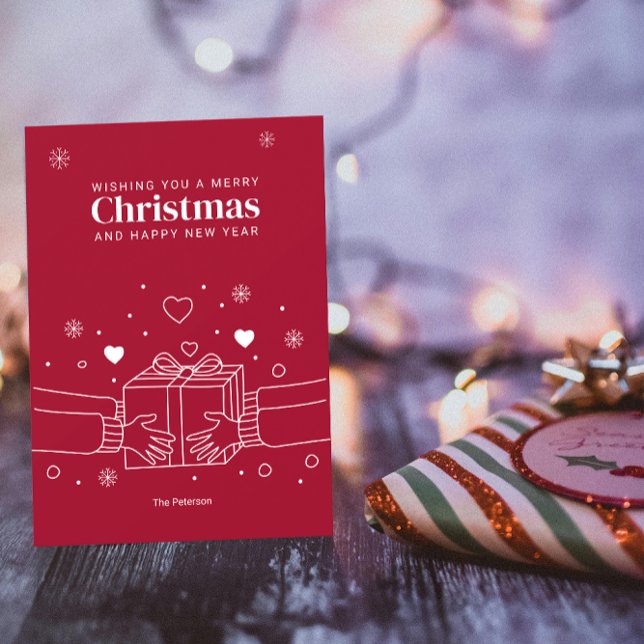 Carte Joyeux Noël | Joie de donner une ligne Art salutat (Créateur téléchargé)