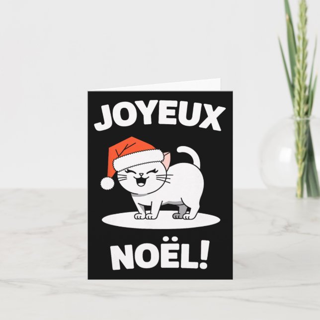 Carte Joyeux Noël Khao Manee Blanc Chat Noël Père Noël 1 (Devant)
