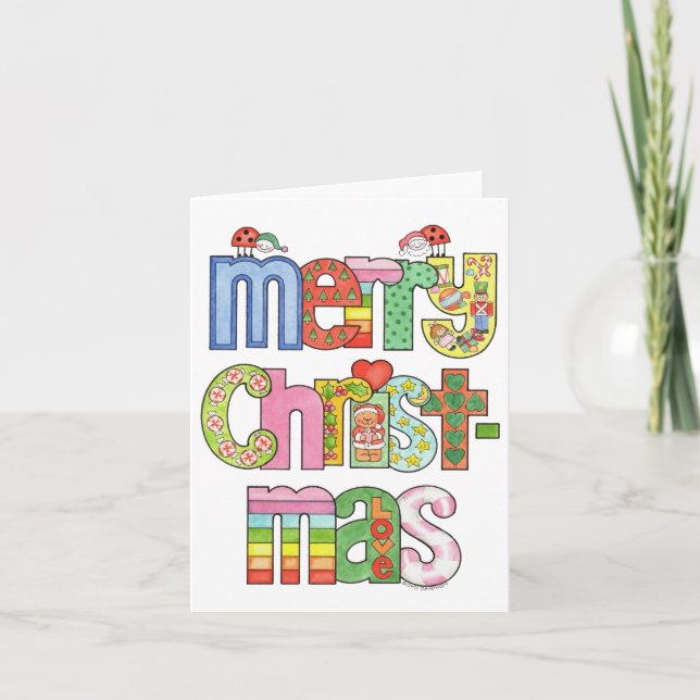 Carte Joyeux Noël Lettres Coccinelle (Devant)