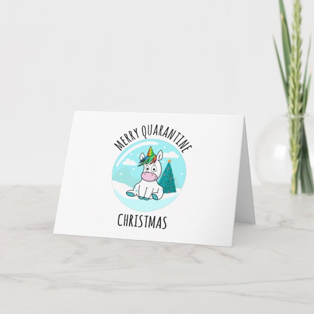 Carte Joyeux Noël Licorne de Quarantaine (Devant)