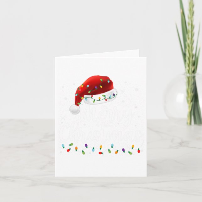 Carte Joyeux Noël Lumières Rouge Noël Chapeau Noël Famil (Devant)