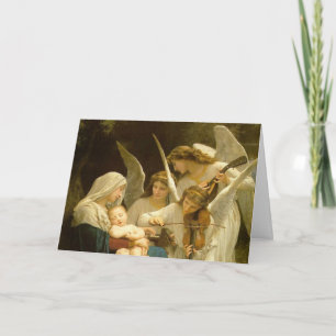 CARTE JOYEUX NOËL MADONE ET ENFANT AVEC LES ANGES