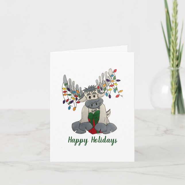 Carte Joyeux Noël Maine Moose (Devant)