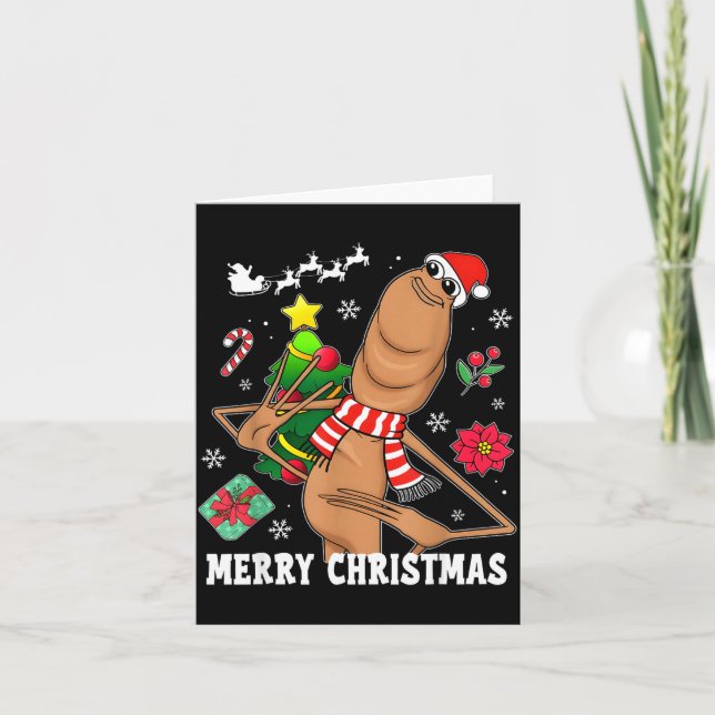 Carte Joyeux Noël Marcus Le Ver Fun Déjanté Mème (Devant)
