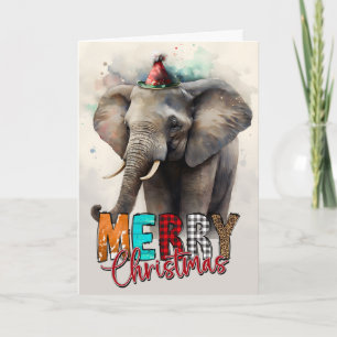 Carte Joyeux Noël Mignon Joyeux Santa Éléphant