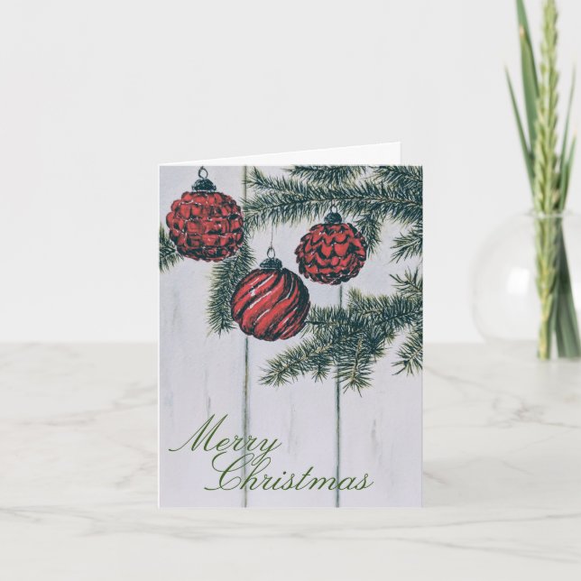 Carte Joyeux Noël Minimaliste Rustique Fêtes (Devant)