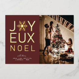 Carte Joyeux Noel Moderne et Élégante en Feuille d