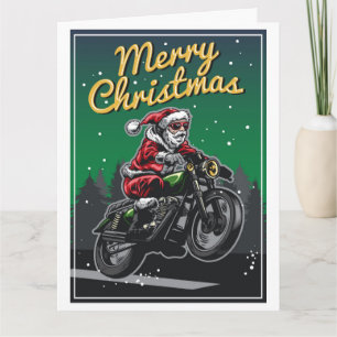 Carte Joyeux Noël Moto Santa Vacances