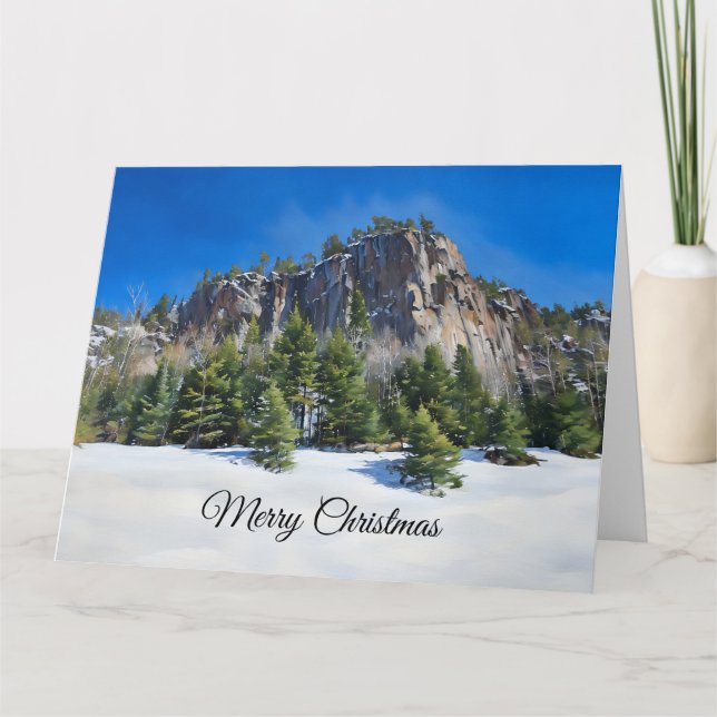 Carte Joyeux Noël - Nature, neige et Evergreens (Devant)