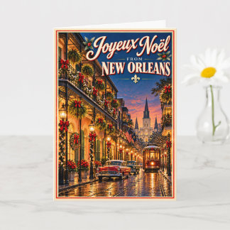 Carte Joyeux Noël Nouvelle-Orléans Voyage Noël Vintage