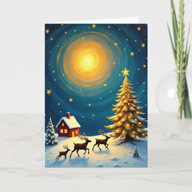 Carte Joyeux Noël Nuit Étoilée (Devant)