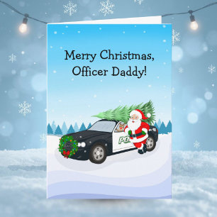 Carte Joyeux Noël Officier Papa Noël Avec Voiture de Pol