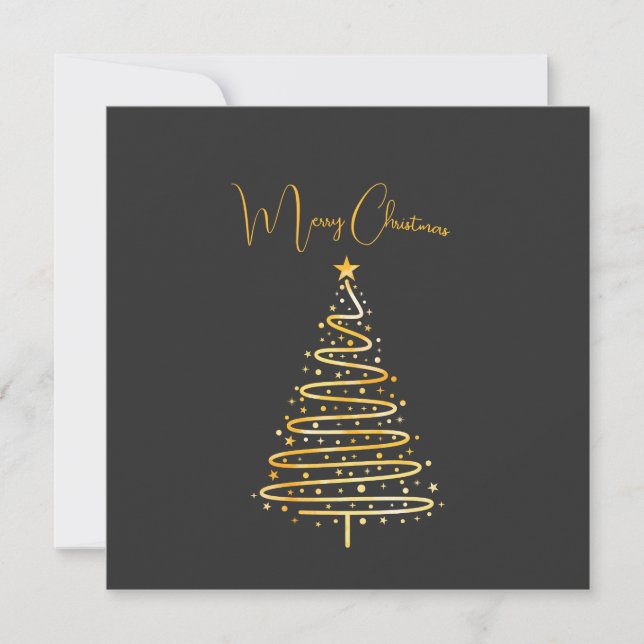 Carte Joyeux Noël or Noël arbre de Noël vacances Postca (Devant)