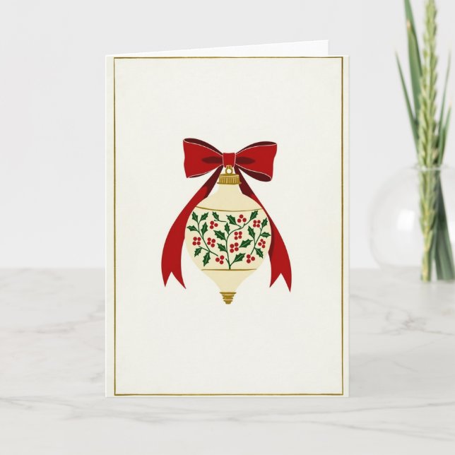 Carte Joyeux Noël Ornement de houx (Devant)