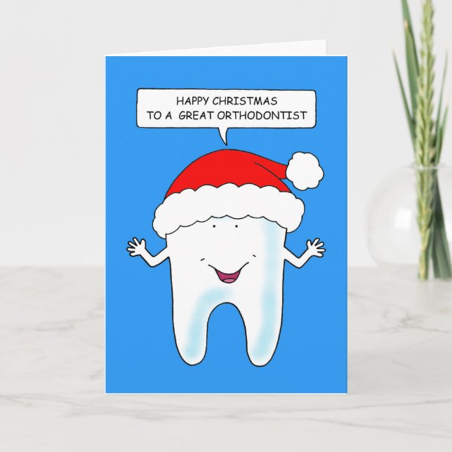 Carte Joyeux Noël Orthodontiste Parler dent (Devant)