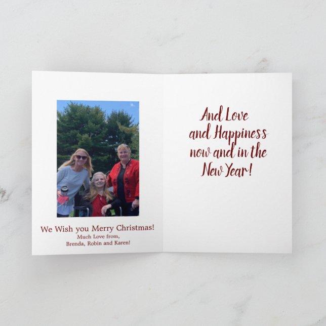 Carte Joyeux Noël paix et sécurité avec photo (Intérieur)