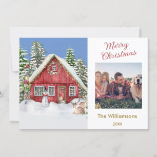 Carte Joyeux Noël Pays Scène Famille Photo