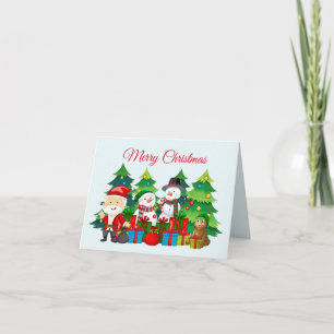 Carte Joyeux Noël Père Noël, Bonhommes de Neige et Cadea