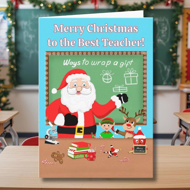 Carte Joyeux Noël Père Noël en tant que professeur (Créateur téléchargé)