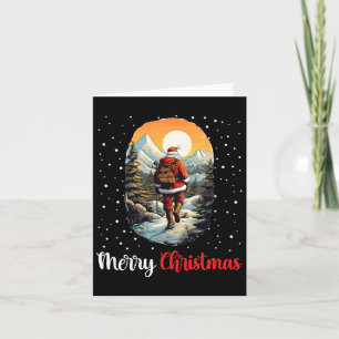 Carte Joyeux Noël Père Noël Randonnée Trekking Mountain