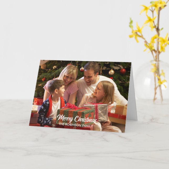 Carte Joyeux Noël Personnalisé Nom de la photo Noël (Fleur jaune)