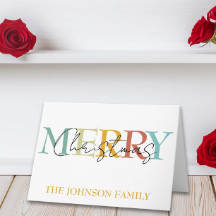Carte Joyeux Noël Personnalisé Simple Couleur 