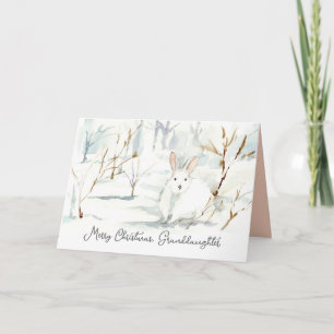 Carte Joyeux Noël Petite-Fille Lapin Blanc Neige