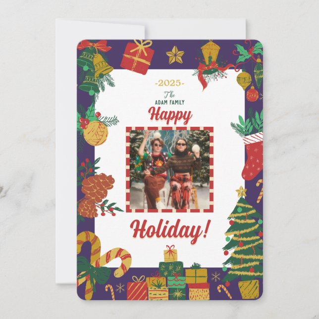 Carte Joyeux Noël Photo Holiday (Devant)