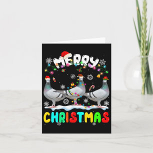 Carte Joyeux Noël Pigeon Lover Santa Hat Noël Lumières