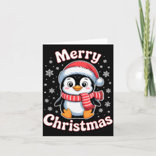 Carte Joyeux Noël Pingouin Chapeau de Père Noël Mignon F